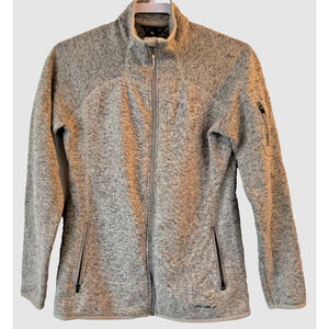Eddie Bauer Women's Medium Gray Full Zip Sweater Jacket with Zipper Pockets